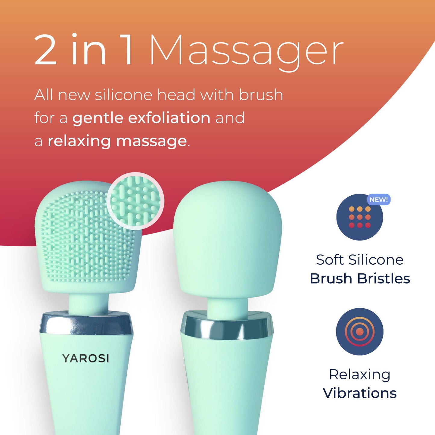Yarosi Wireless Curve Brush Therapeutic Device Waterproof Version - 8 Powerful Speeds and 20 Patterns - for Muscle Aches and Sports Recovery - Rechargeable - Travel Friendly - Green
