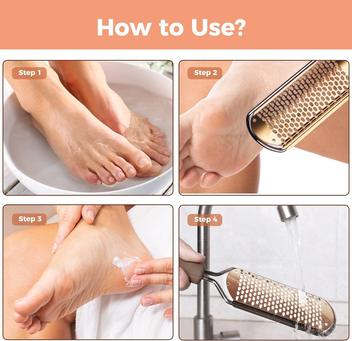 Easkep Foot File Foot Pedicure Tool, Stainless Steel Foot Scrubber Foot File Dead Skin Remover for Hard Skin and Dry Cracked Feet Scraper