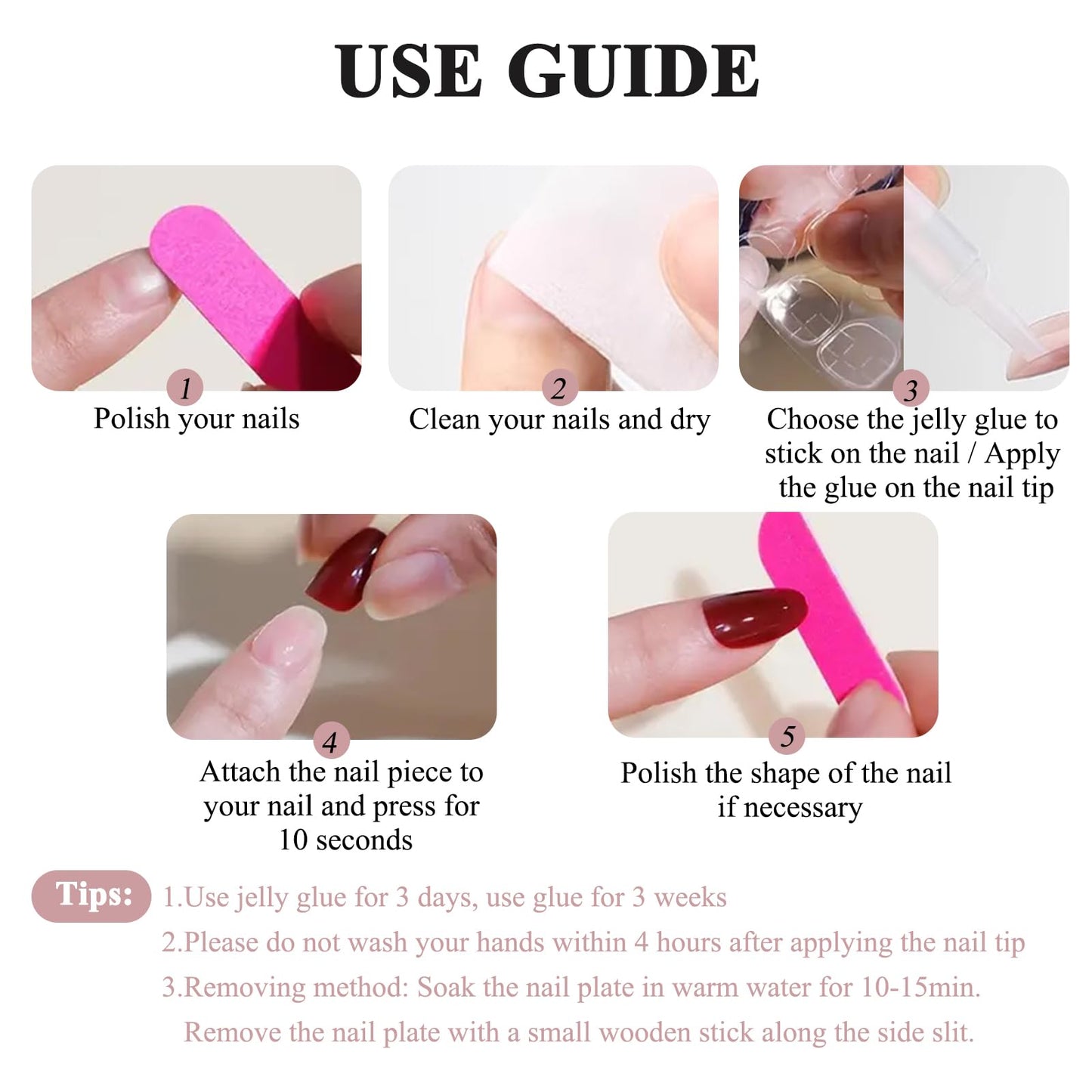 HERBINSOLS French Tip False Nails - Long Press On Nails Square - 24pcs White French Tip Nails - High Glossy Fake Nails With Glue - Coffin Shape Full Cover Acrylic Stick On Nail For Women Girls