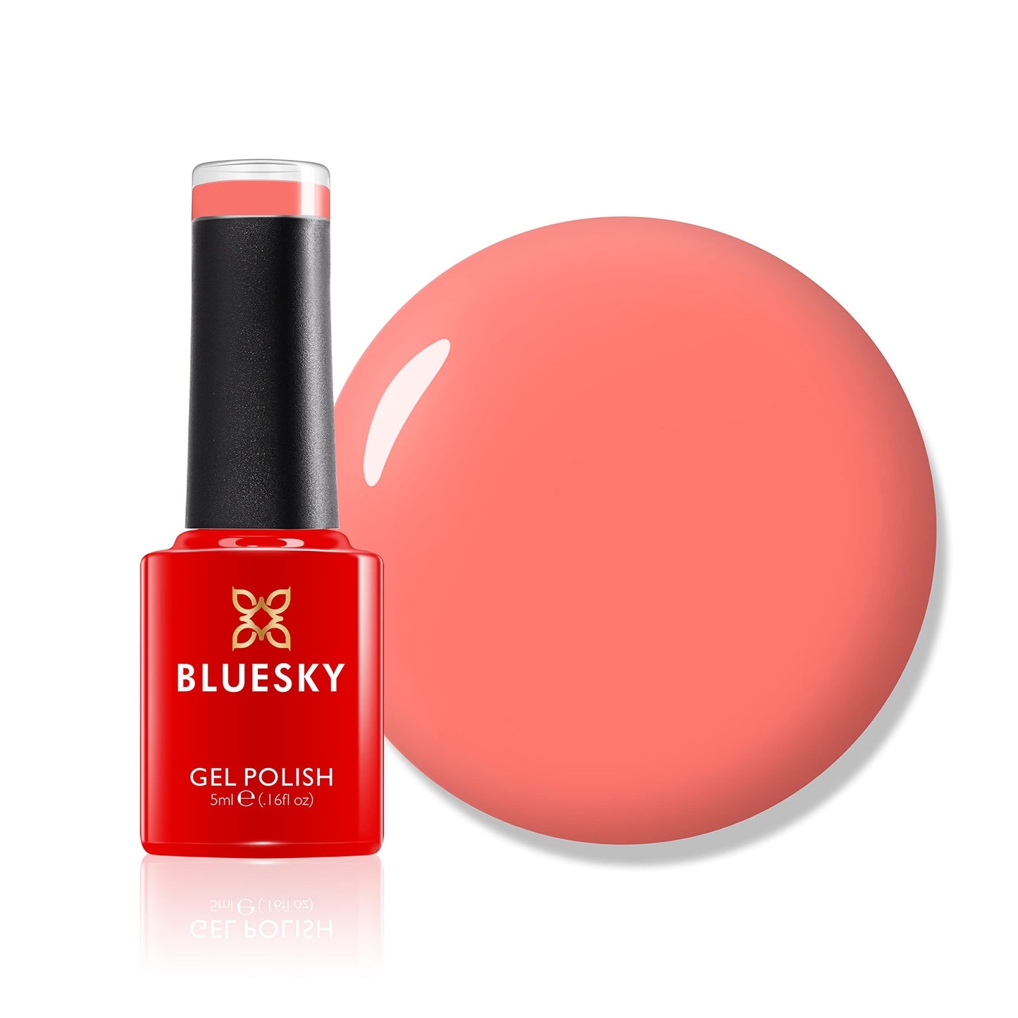 BLUESKY Bluesky Gel Nail Polish, Summer Coral, Mini, BSH019, Pink, Coral, Long Lasting, Chip Resistant, 5 ml Requires Drying Under UV LED Lamp