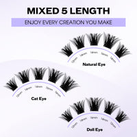 WENDY LASHES Individual Lashes D Curl Cluster Lashes FD18/B 0.07mm 12-16mm Mixed DIY Lash Extensions Wide Stem Individual Eyelash Clusters Reusable Soft and Wispy Clusters Eyelash Extensions(FD18+B-D-MIX12-16)