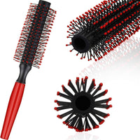 Generic Professional Quiff Roller Round Hair Brush with Red Rubber Grip Handle Slick Back, Curly Hair Brush Ideal round hair brush for men and Barbers rubber handle round brush