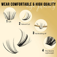 320Pcs Individual Lashes QUEWEL Cluster Lashes 20D+30D D Curl MIX9-16mm Individual Lash Extension Lash Clusters DIY Eyelash Extensions For Home Use (20D+30D 0.07D MIX9-16mm)