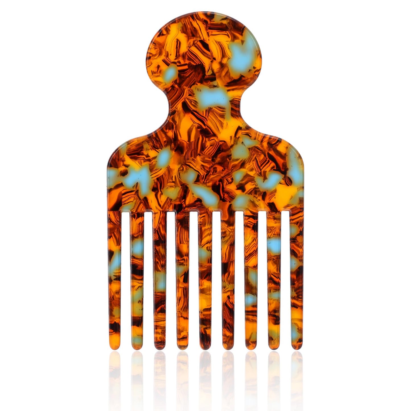 lasuroa Hair Pick Comb, 4.72 Inch Curly Hair Picks Long Wide Tooth Comb for Curls Afro Smooth Sturdy Detangling Lift Combs Styling Tools for Women Men Barber Supplies (Brown)