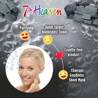 7th Heaven Charcoal Detox Bubble Sheet Mask with Purifying Charcoal, Collected Star Anise and Cleansing Oxygen Bubbles for a Brighter Complexion - Ideal for All Skin Types