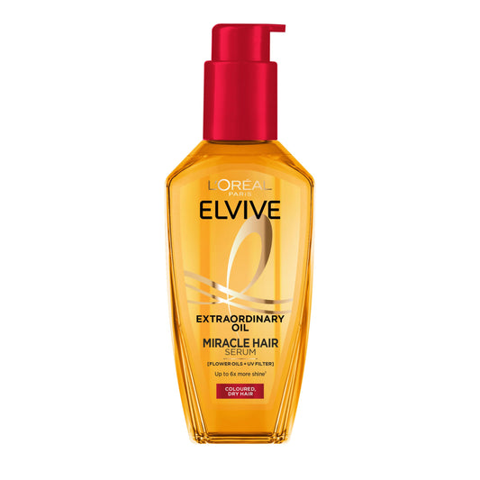 L'Oreal Paris L'Oréal Elvive Extraordinary Oil for Colored Hair, 100ml Nourishing Serum with 6 Flower Extracts for Luminous Shine & Smoothness, Conditiong Treatment & Styling Product
