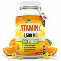 VitaPremium Vitamin C 1500mg per Tablet, High Strength 180 Vegan Tablets, Food Supplement, 6 Month Supply - Made in UK