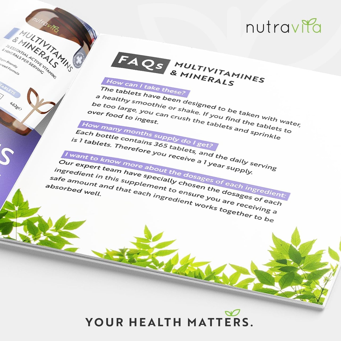 Multivitamins & Minerals (2 Packs of 365) - 730 Vegan Multivitamin Tablets - 2 Year Supply - Multivitamin Tablets for Men & Women with 26 Essential Active Vitamins & Minerals - Made in UK by Nutravita
