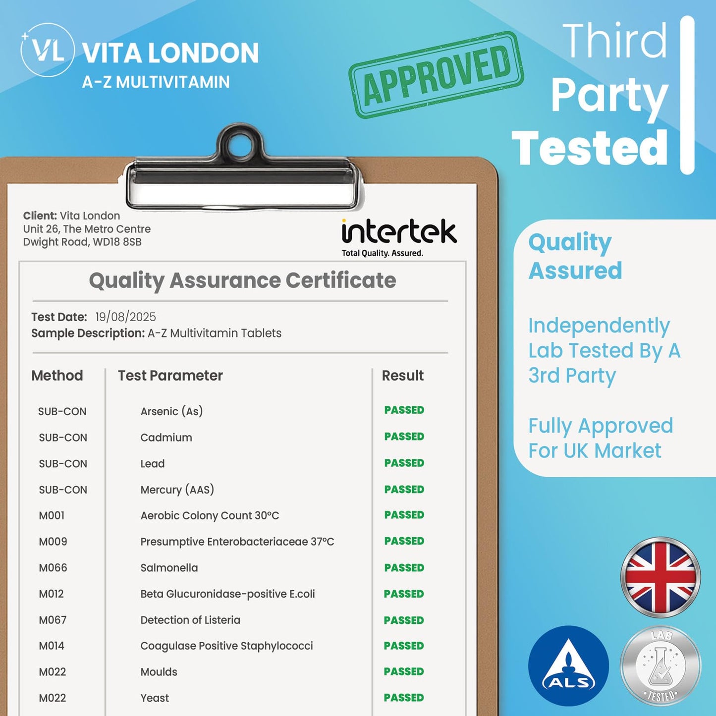 VL Vita London Vita London A-Z Multivitamins for Men & Women – 22 Essential Active Vitamins & Minerals with Iron – High Strength Daily Supplement – 120 Tablets – UK Made, Vegetarian