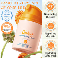 ISBEAUSOLS Baby Calendula Cream - Baby Moisturiser - Baby Cream Anti Cracking - Baby Lotion With 95% Calendula Extract & Vitamin E Soothing Skin - Baby Face Cream Gentle Protection Face&Body 50g