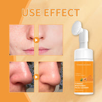 Wormeer Turmeric Face Wash with Brush - Foaming Cleanser for Women - Improves Blemishes, Zits, & Evens Skin Tone - Gentle Hydrating Facial Cleanser