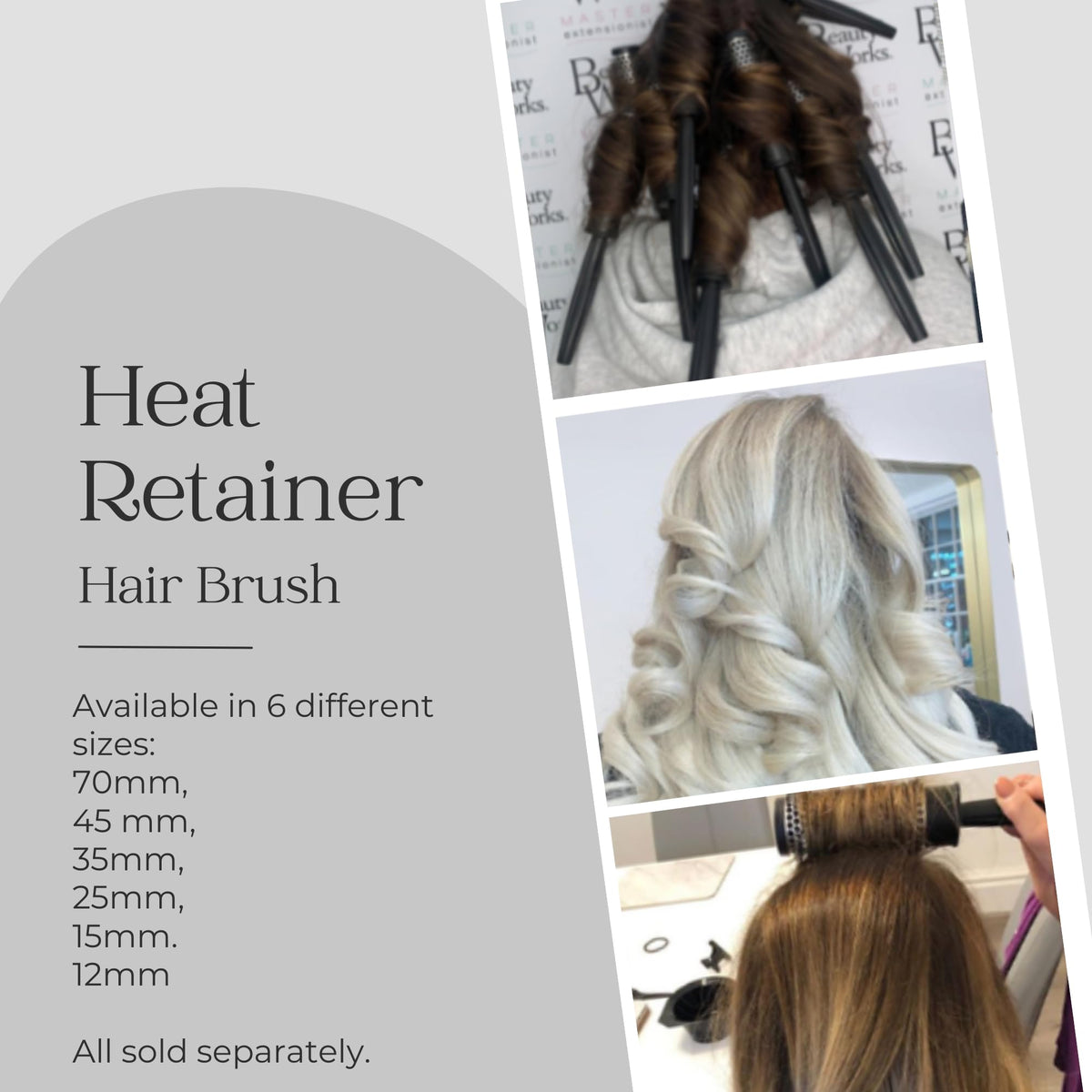 Head Jog Heat Retainer Hair Brush. Black & Silver Styling Round Hairbrush With Metal Barrel For Fast Drying. Round Vent Brush For Styling, Blow Drying, Straightening & Curling. (70mm)