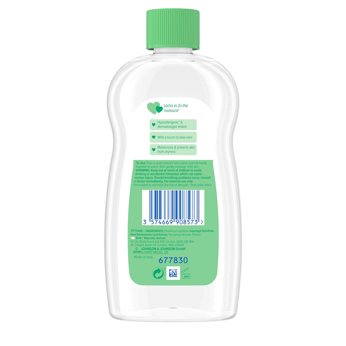 Johnson's Baby Johnson's Aloe Vera Baby Oil 300ml – Leaves Skin Soft and Smooth – Ideal for Delicate Skin