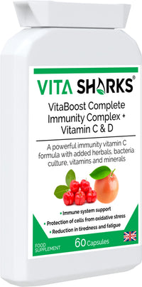VitaBoost Complete Immunity Complex + Vitamin C & D. Fight Infection & Boost Immune Function. Anti-Viral & Anti-Bacterial. All-in-One Potent Vitamin C Formula. Essential Vitamins & Minerals