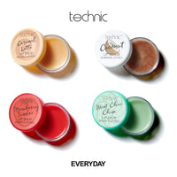 Technic Lip Balm & Scrub 4Pc Gift Set - 4 Flavours - Nourishing Coconut Sugar Scrub Lip Treatment & Softening Lip Balms - Vegan and Cruelty Free