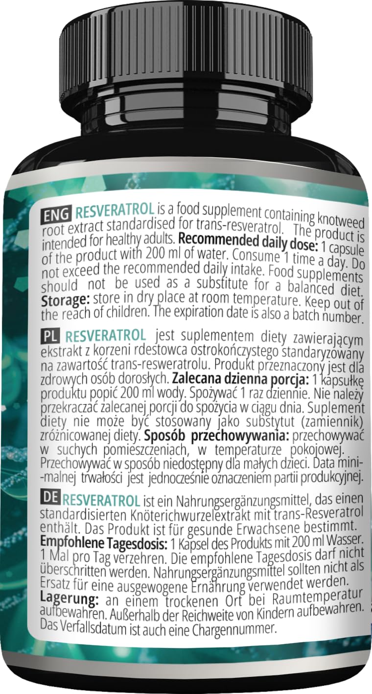 Resveratrol High Dose 400 mg - 60 Vegan Capsules - 2 Months Supply - 98% Trans-Resveratrol from Japanese Knotweed Extract - Natural Antioxidant - by Apollo's Hegemony
