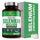 yrhealth Selenium 200mcg Tablets - 180 Vegan Society Registered Pills, for Thyroid and Immune Health, Hair, Skin and Nails - 6 Month Supply Tablets Not Capsules - Made in The UK by YrHealth