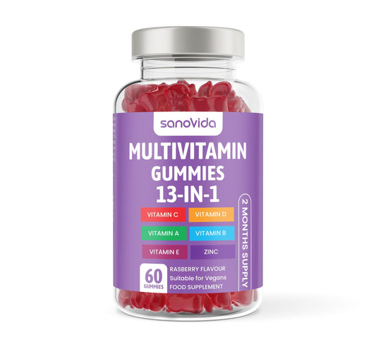 Sanovida Multivitamin Gummies for Women & Men - 5 Months Supply - 13 Multivitamins & Minerals - 150 Vitamin Gummies - with Vitamin C, A, D, B, Biotin & Zinc - Berry Flavoured Chewable Multivitamins Adults