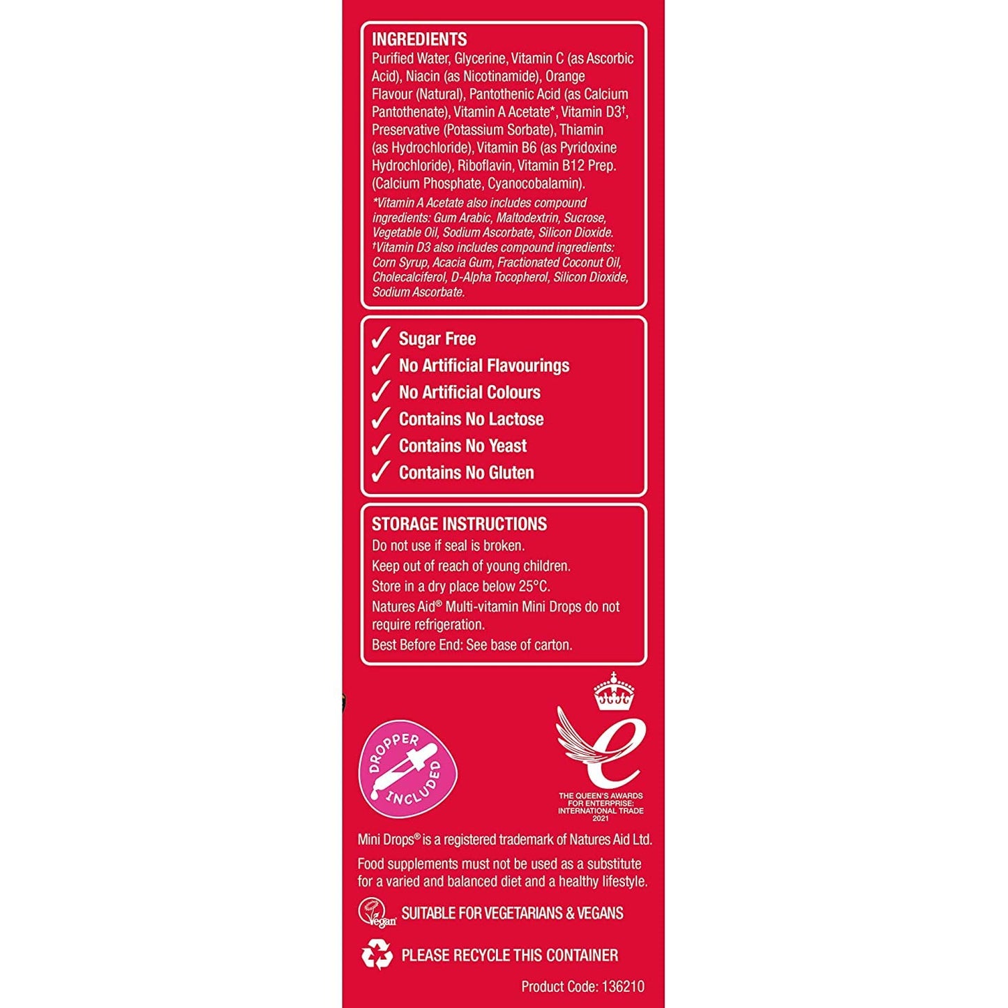 Natures Aid Orange Flavour Multi-Vitamin Drops for Infants and Children, 50ml