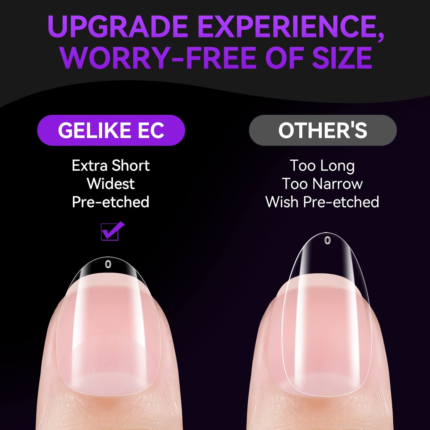 gelike ec Gelike ec XXS Almond Full Cover Soft Nail Tips - 240Pcs Acrylic False Nails - 18 Sizes Long Lasting Nail Tip for Gel Extension DIY Practice Art Design Home Press on Nails Salon Manicure Supplies