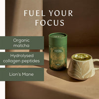 Ancient + Brave Matcha + Collagen 150g Tub - Lion's Mane Mushroom Powder for Mental Clarity - Hydrolysed Collagen Peptides - for Skin, Hair & Nails - Organic Matcha Tea, MCT Oil, Moringa & Cinnamon
