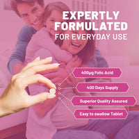 PH PROWISE Healthcare Folic Acid Tablets 400 mcg - 400 Vegan Vitamin B9 Tablets | 13 Month Supply | Vitamin B9 Pregnancy Care | Normal Function of Immune System & Maternal Tissue Growth During Pregnancy | UK Made – Prowise