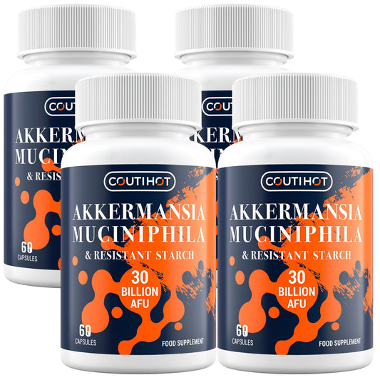 Coutihot Akkermansia Probiotic 30 Billion AFU, Probiotics for Gut Health, Akkermansia Muciniphila & Resistant Starch, Probiotic Supplement for Men & Women, Supports Digestive and Gut Lining, 240 Capsules