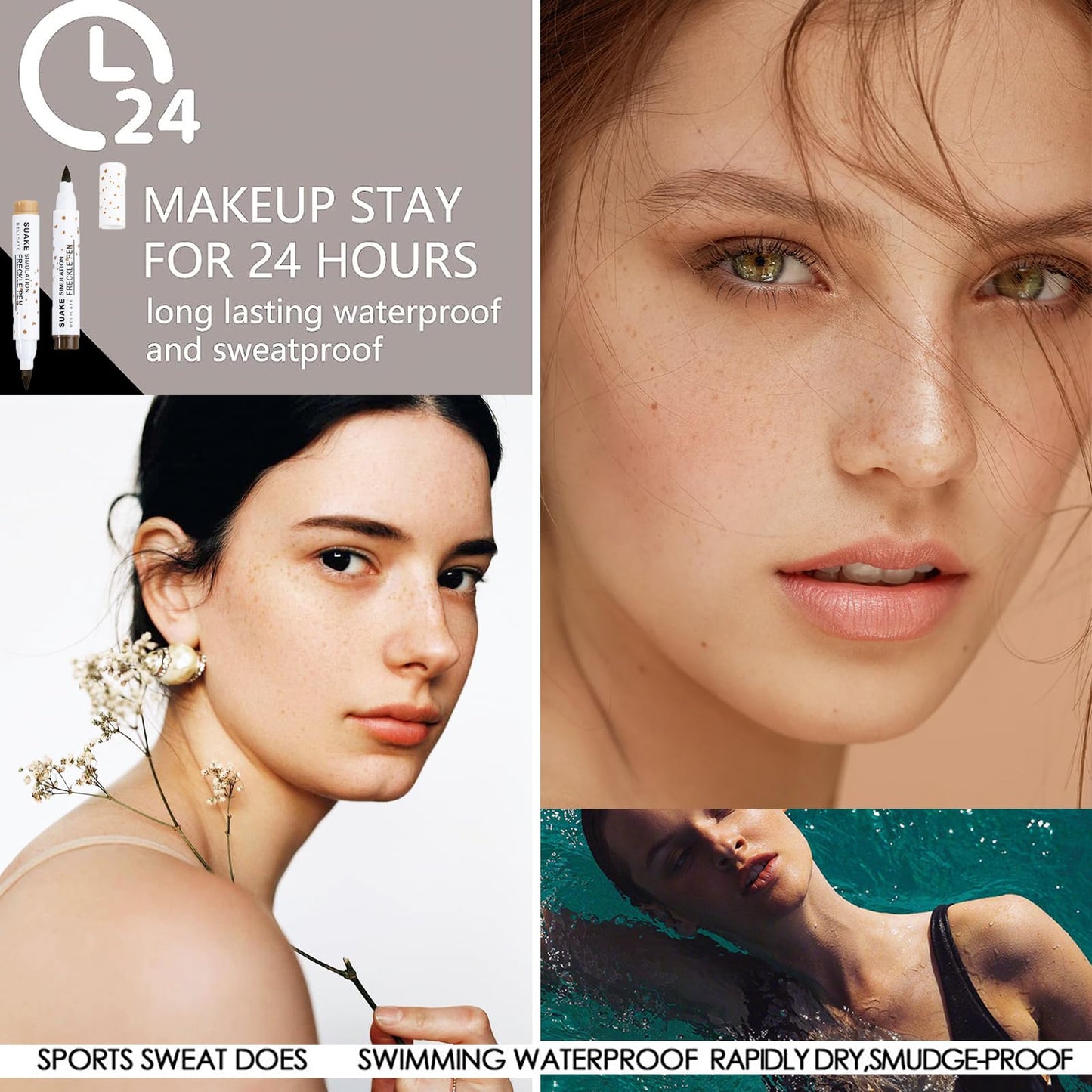 HAORQEE Freckle Pen Freckle Tint Set, 2 Colors Fake Freckles Makeup Pen Natural Lifelike Long-Lasting Waterproof Freckle Stamp for a Natural Sun-Kissed Makeup(Light Brown + Dark Brown)