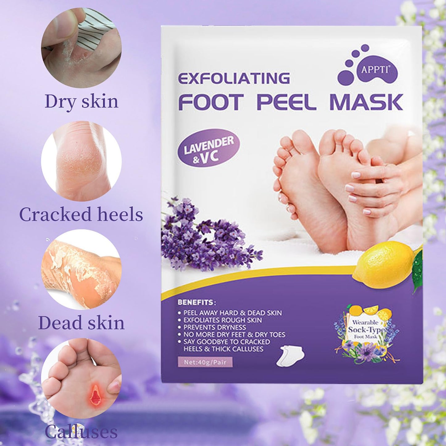 OlymGrow 2-Pack Foot Peel Mask – Callus Remover & Exfoliator for Soft, Smooth Feet, Repair Cracked Heels, Remove Dead Skin, Peeling Foot Mask for Hard, Dry Skin