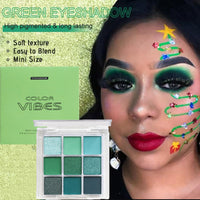 SHEBEEDO Green Eyeshadow Palette, Green Glitter Eyeshadow, Forest Emerald Green Christmas Makeup Palette, 9 Eyeshadow Shades, Waterproof Long Lasting, Mixable Pressed Pigmented Eyeshadows, Gift for Women