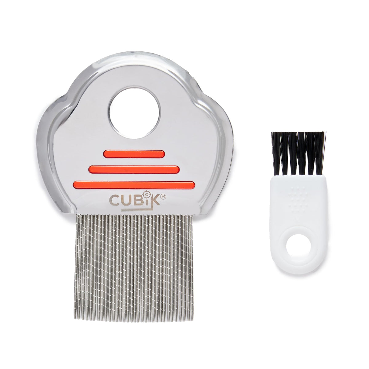 Cubik Stainless Steel Lice and Nits Comb with Magnifying Glass and Brush - Complete Kit 3 in 1 - 100% Natural Lice and Nits Removal - Gentle Treatment - Ideal for the Whole Family