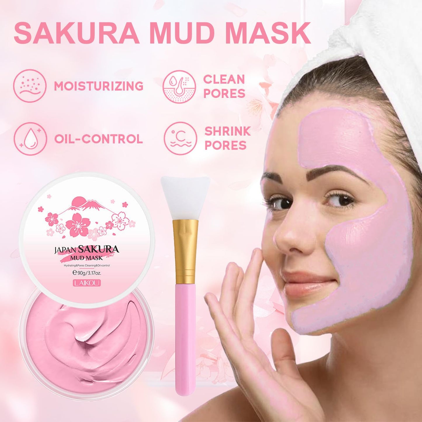 Shengqialun Skin Care Sets & Kits Sakura, Skin Care Sets For Teenagers, Gifts For Teenage Girls Pamper Sets For Women Basic Skin Care Moisturizing Set With Mud Mask, Cleanser, Serum, Cream