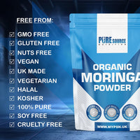 Organic Moringa Leaf Powder Gluten Free Natural and Pure Leaves Picked from The Moringa Oleifera Plant - Superleaf Superfood Powder by Pure Source Nutrition (100g)
