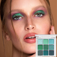 SHEBEEDO Green Eyeshadow Palette, Green Glitter Eyeshadow, Forest Emerald Green Christmas Makeup Palette, 9 Eyeshadow Shades, Waterproof Long Lasting, Mixable Pressed Pigmented Eyeshadows, Gift for Women