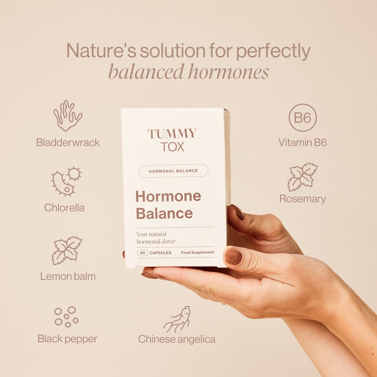 Hormone Balance - Estrogen Detox for Women with Iodine, Chinese Angelica, Bladderwrack with Chlorella and Lemon Balm - 3 Month Supply Capsules by Tummy Tox