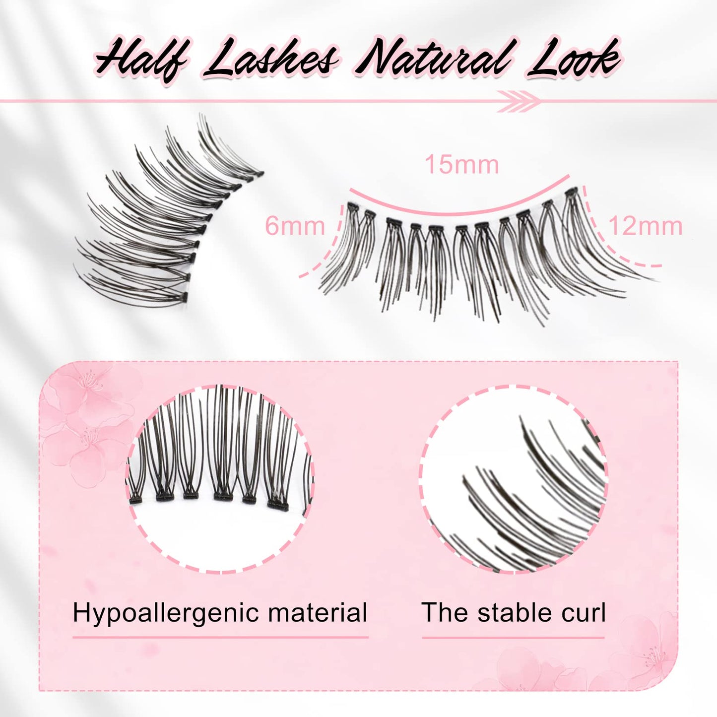 EMEDA 10 pairs Transparent Strip Half Lashes Accent False Eyelashes Natural Look Wispy Fake Corner Lashes Natural Half Eyelashes Cat Eye Lashes Short And Soft Faux Lashes (Accent Lashes)