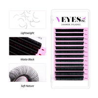 VEYES INC Cashmere Individual Lash Extensions 0.03-0.20 B/C/CC/D/J/M Curl 8-20mm Mixed & Single Length Trays, Matte Black, Professional Supplies for Lash Techs(0.05 D 8-16mm)
