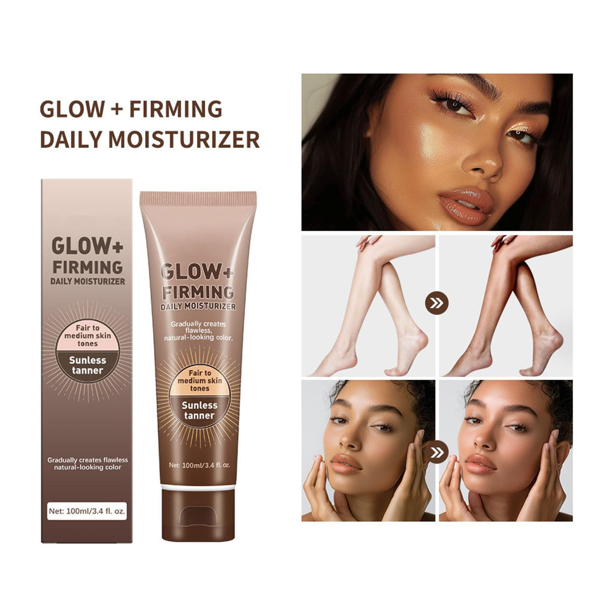 AWHXJLY Intensive Tanning Gel, Daily Moisturizer for Sunless Tanner, Natural Tanning Accelerator Cream, Gradually Creates Flawless Natural Looking Color