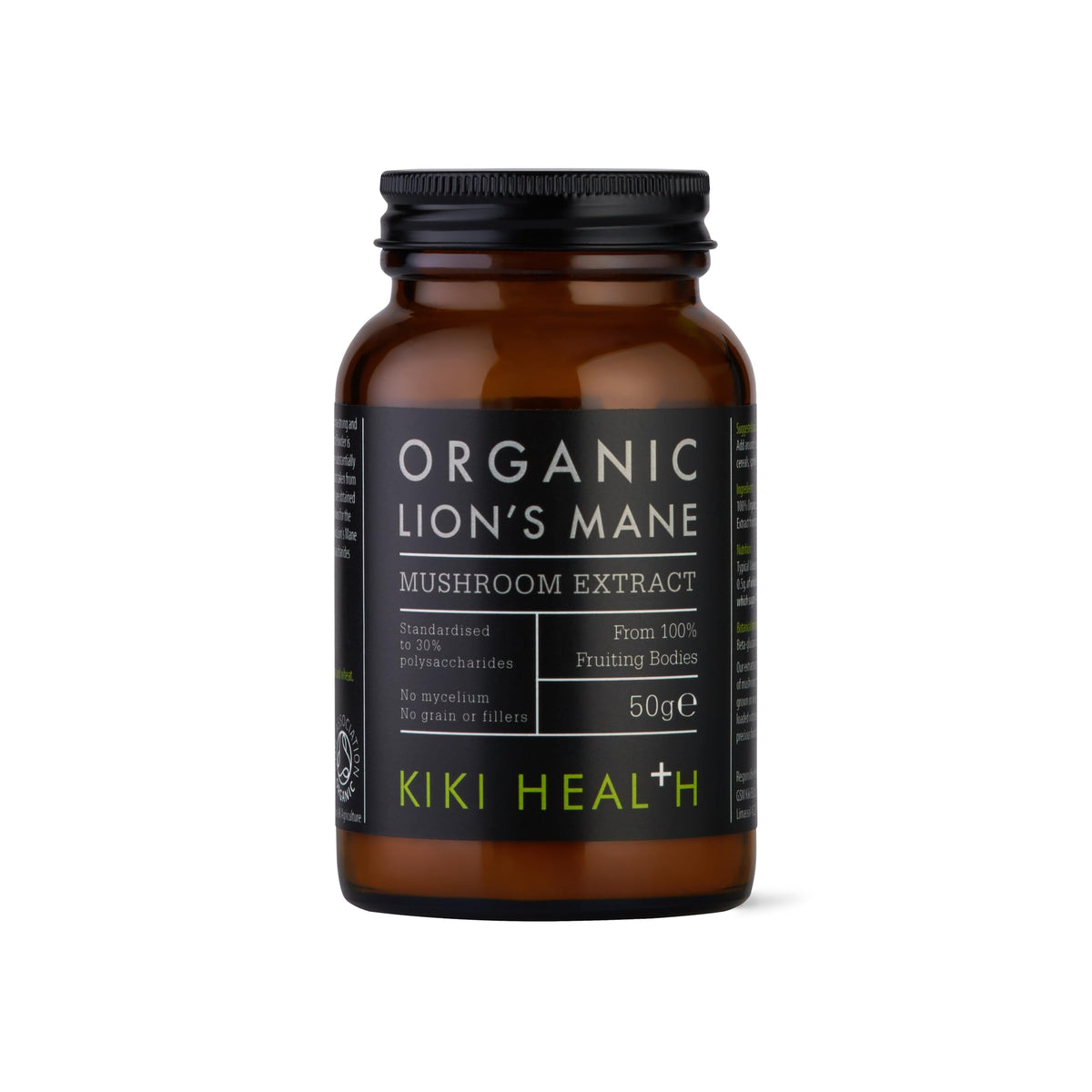 KIKI HEALTH KIKI Health Organic Lion's Mane Extract Mushroom Powder | for Cognition, Memory, Brain Health and Mental Focus | Clarity of Mind | 30% Beta-Glucan Rich Polysaccharides | 100% Fruiting Bodies | 50g