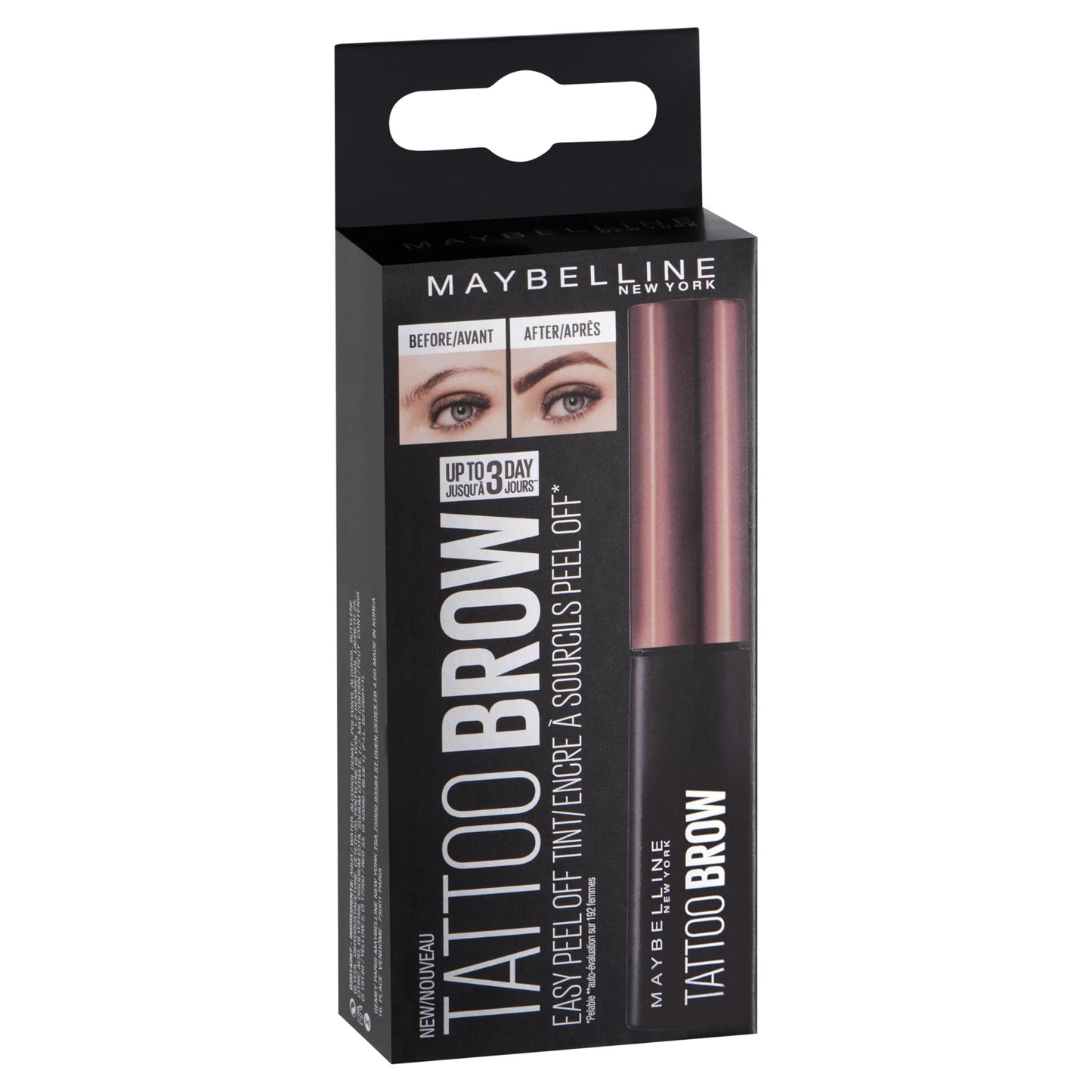 Maybelline New York Tattoo Brow Peel Off Eyebrow Gel Tint, Semi-Permanent Colour, Waterproof, Lasts up to 3 Days, Colour: Dark Brown, Duo Bundle
