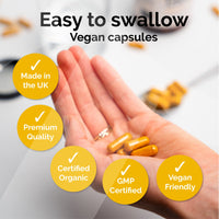 Taka Turmeric, 60 Caps Organic Turmeric with Black Pepper Extract Tumeric Curcumin Supplement, High Strength Tumeric Capsules with Curcumin and Black Pepper, Vegan, Recyclable Packaging