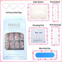 NLFOX Black Nails French Tip - Glitter False Nails with Glue - 24PCS Coffin Press on nails - Gothic Ballet Fake Nails - Stick on nails for Women Long Lasting - Medium Nail Tips Glue On