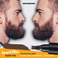 groomarang Beard Pen GROOMARANG® Beard Pencil Filler for Men - Natural Enhancer to Fill, Shape and Define - Black or Brown (Black)