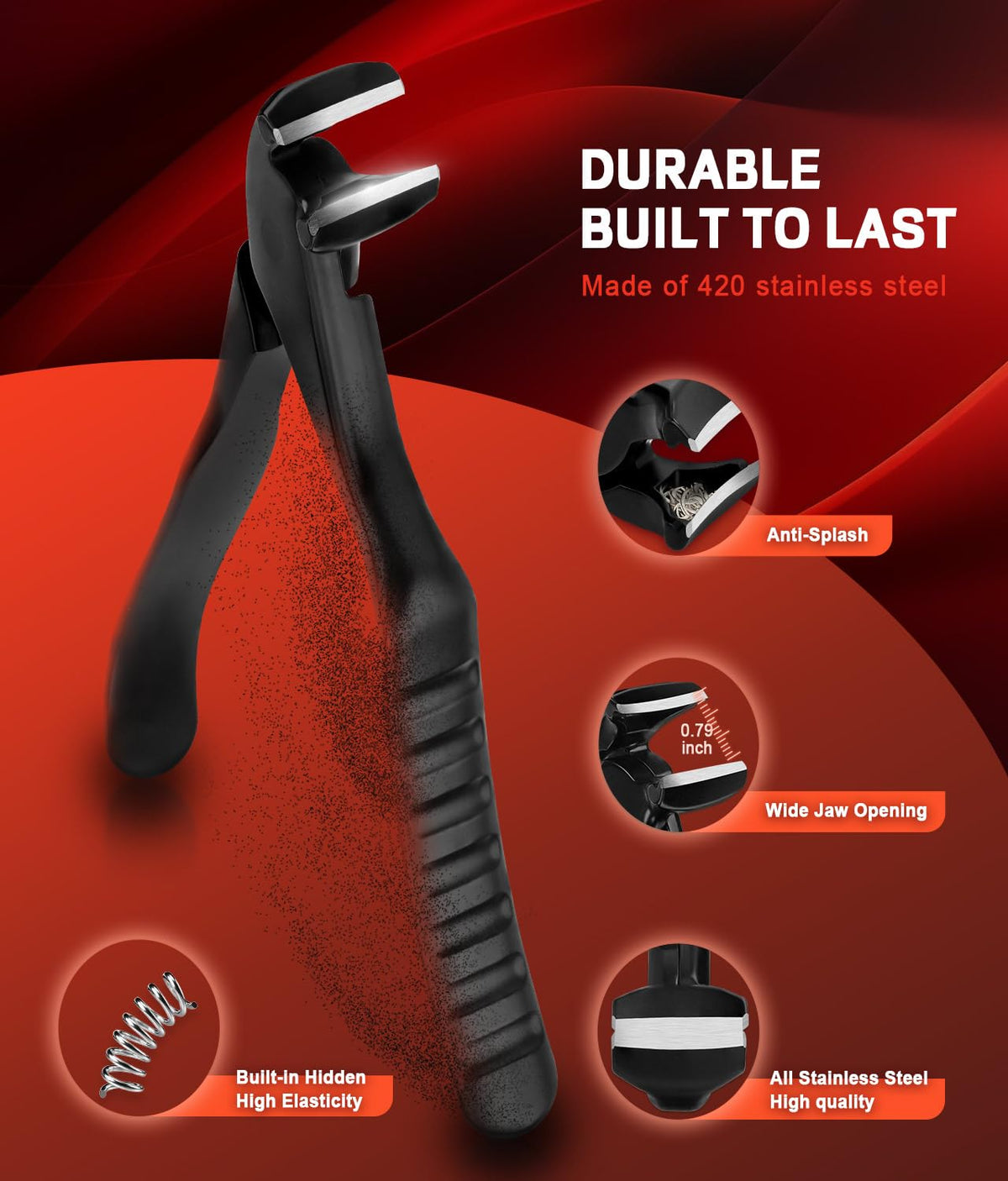 SG Nekoo Angled Head Nail Clippers for Thick Nails,Long Handled Toenail Clipper for Seniors,Stainless Steel Anti-Splash Design Toe Nail Cutter for Men Women,Ergonomic Nail Trimmer