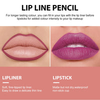 LANGMANNI 12Pcs Sculpting Matte Velvet Lip Set,Nude Colors Sculpting Kit| 6 Lip Liners + 6 Lipsticks, Soft-Focus Blur & Longwear | Gift for Makeup Lovers(#A)