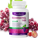 Resveratrol Supplement 1480mg, 90 Capsules High-Potency Trans-Resveratrol Supplement for Heart, Skin, and Anti-Aging Antioxidant