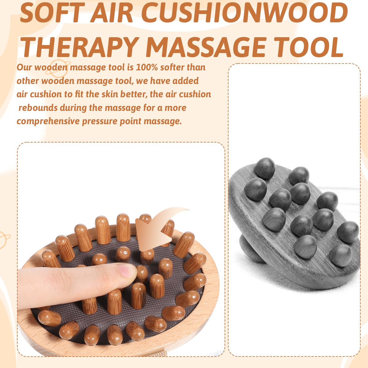 ElevateTech Meridian Pressure Brush, Wood Therapy Massage Tools for Belly Fat Wooden Meridians Massager Comb Handheld Massage Body Brush for Cellulite Remover, Lymphatic Drainage, Muscle Pain Relief