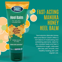 Dermatonics Fast-Acting Manuka Honey Heel Balm | Nourishing Formula for Very Dry and Cracked Heels | Visible Results in Just 1 Day | Suitable for Diabetics | 125 ml