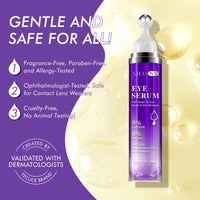 CiAIplw Eye Serum with 8% Caffeine 8% Retinol Hyaluronic Acid Niacinamide Peptides for Puffy Eye Bags Dark Circles Wrinkles and Fine Lines, Anti Aging, Under Eye Cream with 360° Eye Roller Massage Ball, 15ml