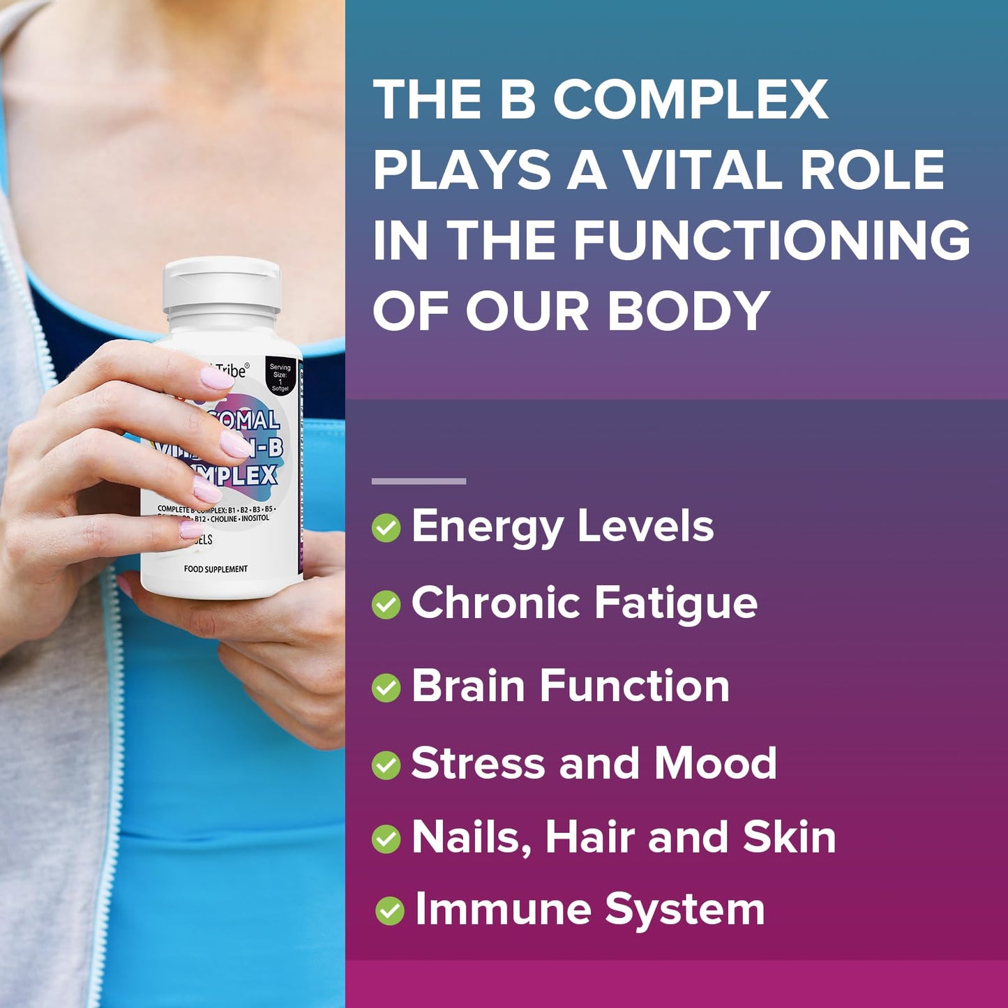 P!nkTribe Liposomal Vitamin B Complex Softgels - 9 Methylated B Vitamins for Easy Absorbed, Vitamin B6, Folate & Inositol, 10x Better Absorption, One Softgel a Day, 90 Softgels (Pack of 1)